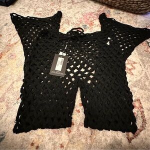 PrettyLittleThing Black Crochet Beachwear